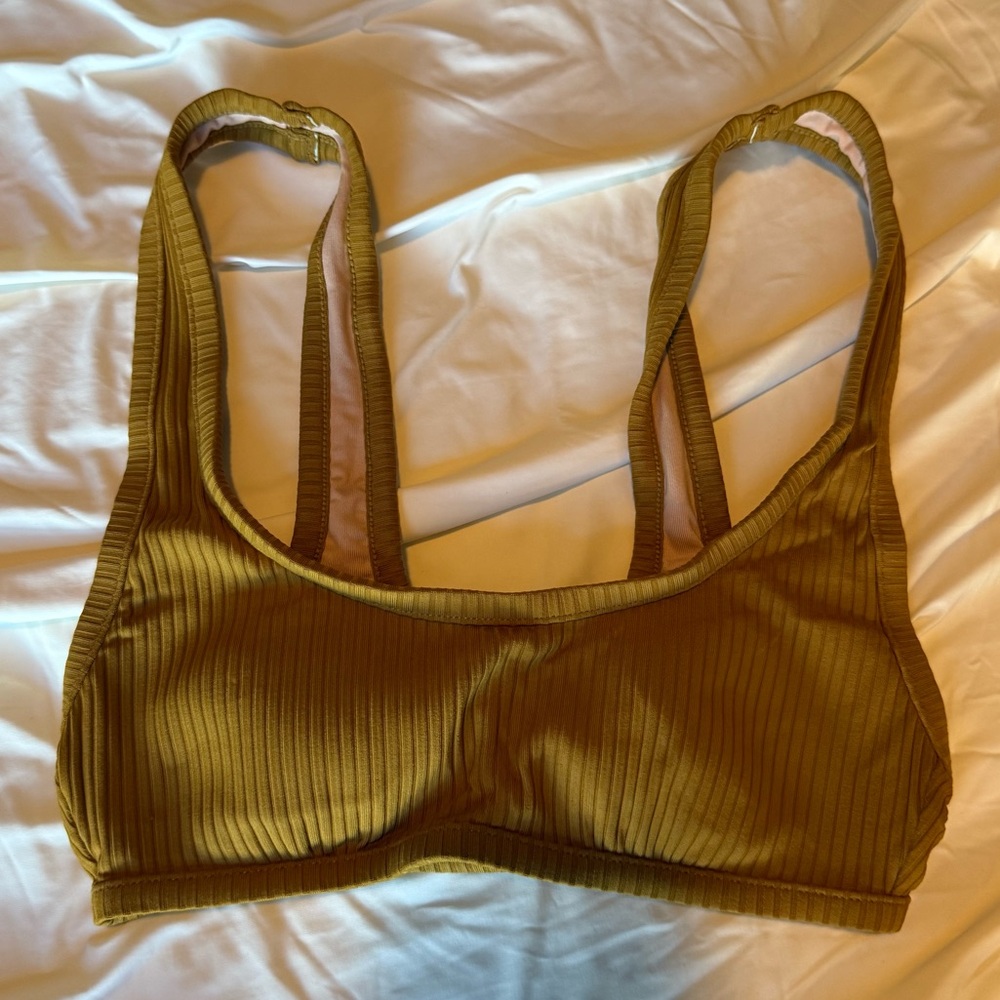 Madewell Tan Ribbed Scoop Bikini Top